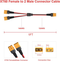 ELFCULB XT60 3 way splitter cable with 12AWG tinned copper wire, 1 ft long - view 9