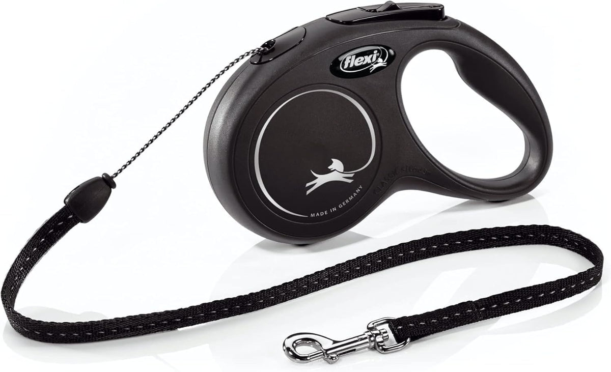 FLEXI Classic Cord Retractable Dog Leash, Black - Small - 16 Feet (Cord) (Pack of 12)