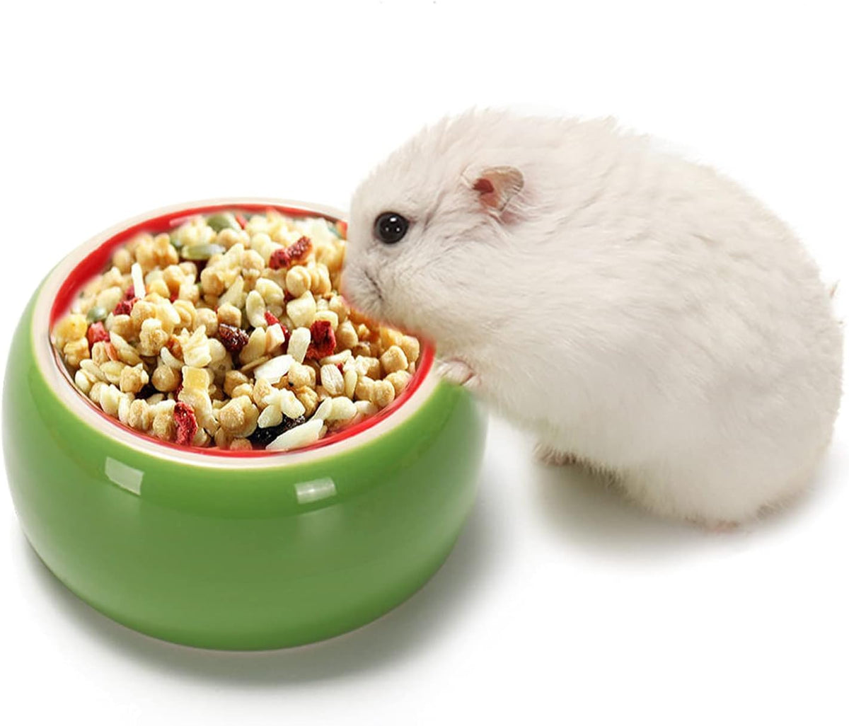 2 Pack Hamster Bowl Ceramic Prevent Chewing Feeding Bowl Water Food - Green Orange - image 3