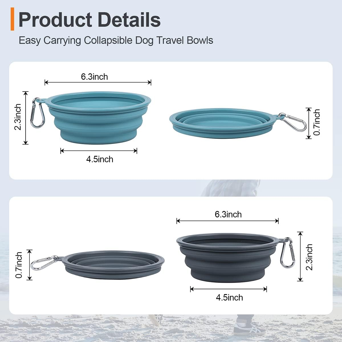 Kytely Collapsible Dog Bowls Medium - Lake Blue & Grey / Medium - image 3