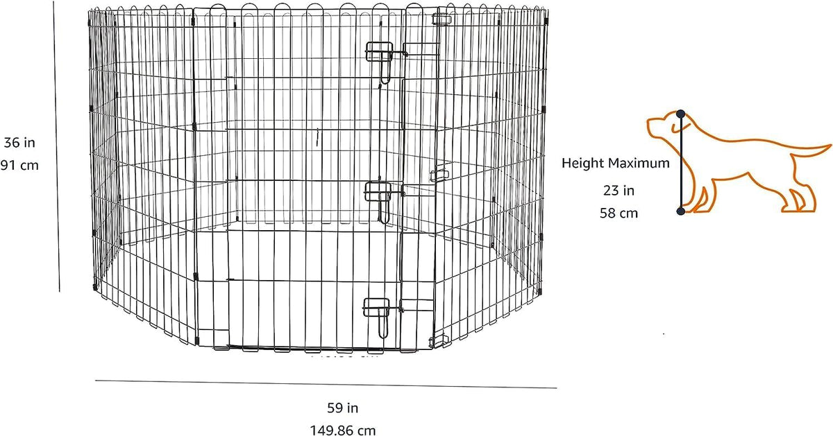 Amazon Basics Portable Foldable Octagonal Metal Exercise Dog Playpen - Single Door / 36"H - image 2