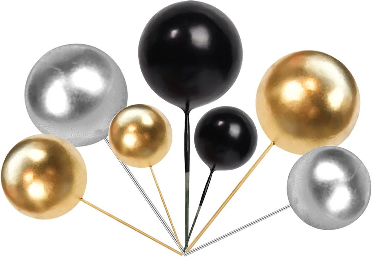 ZHUOWEISM ball cake toppers, 24 mini balloon picks in blue, gold and white - view 18