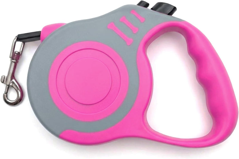 Retractable Dog Leash Lightweight 10/16FT Leash with Non-Slip Handle - Gray Pink / 10 FT