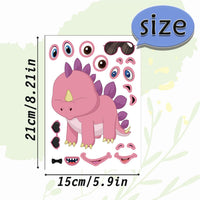 24 Sheets Make a Face Stickers for Kids Toddlers Party Favors Crafts – Fun for Kids & Family - Dinosaur - image 2