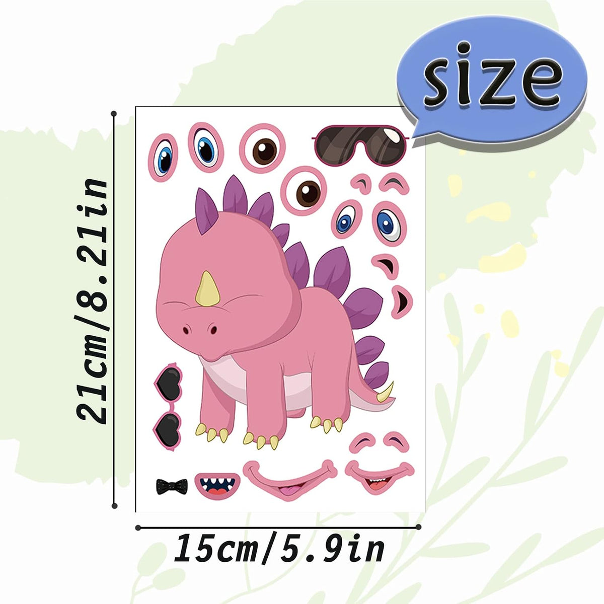 24 Sheets Make a Face Stickers for Kids Toddlers Party Favors Crafts – Fun for Kids & Family - Dinosaur - image 2