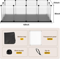 Guinea Pig Cage with Top Cover & 12 Panels - 12 Panels with flat mat / Black - image 3