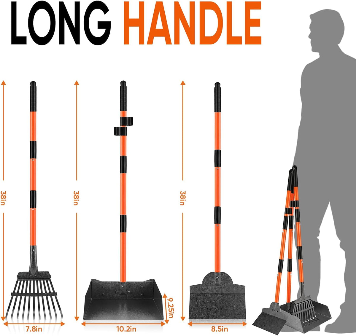 Pooper Scooper for Dogs, 38" Long Handle Metal, XL Tray - image 2