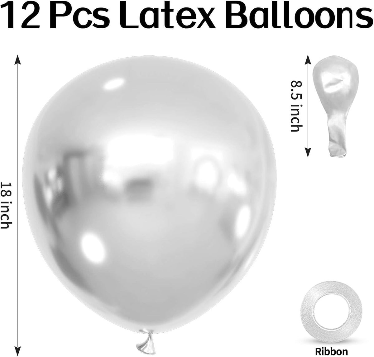 ASIYUHY Red Balloons 18 Inch 12 Pack Large Latex Party Balloons – Fun for Kids & Family - Metallic Silver Balloons - image 2