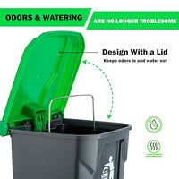 MXF Pooper Scooper Set - 28" Dog Pooper Scooper & Long Handle Stainless Metal Tray&Rake, 15 Litre Step Dog Poop Trash Can w/Removable Inner Bucket, 20 Waste Bags for Outdoors