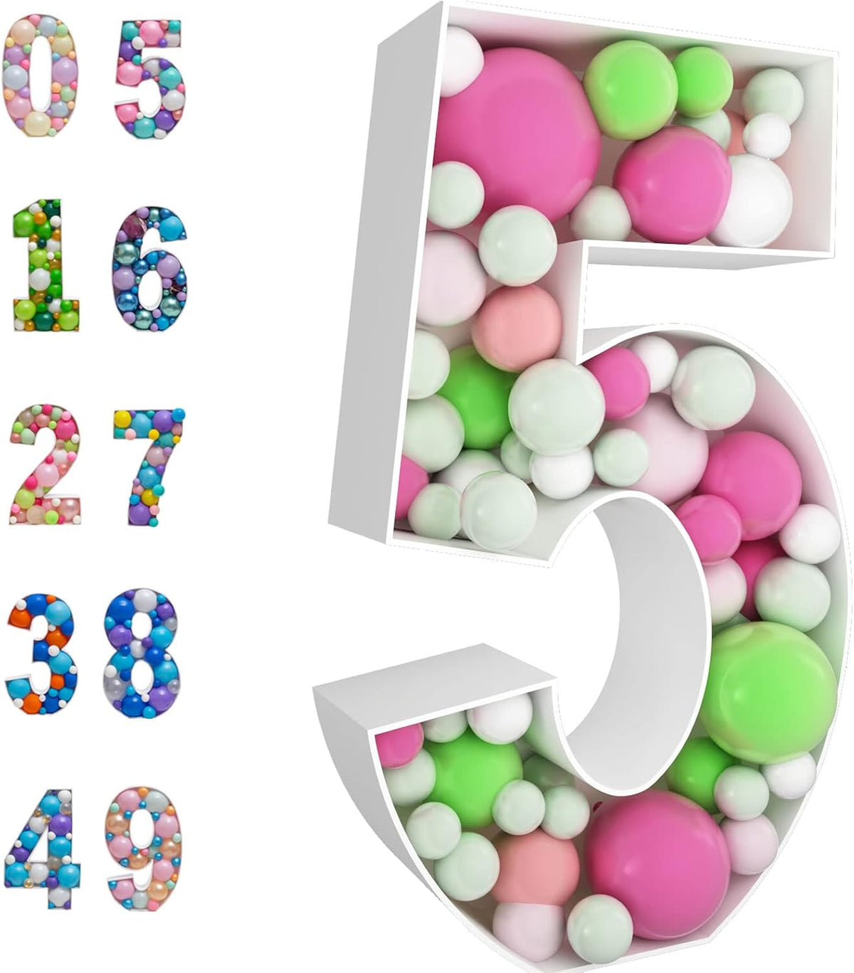 JoyBox Design 3FT DIY Mosaic Balloon Number 1 Frame - Number 5