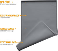 Hubulk Dog Feeding Mat,100% Waterproof Food Grade Silicone Pet Food and Water Bowl - Grey / 28"l X 18"w - image 2