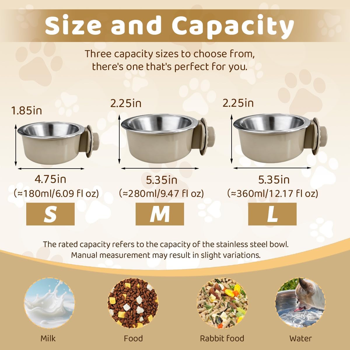2Pcs Pets Lightweight Stainless Steel Bowl - Gray-Small - image 3
