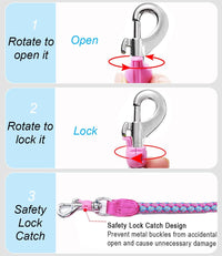 Reflective Dog Leash 2/3/4/6/10ft Braided 1/2" Strong Nylon Rope – Essentials for Dogs - 3ft * 1/2" / Pink - image 2