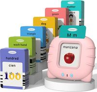Startcan Talking Flash Cards for Toddlers 1 2 3 4 5 - 556-bilingual-pink (Abc, 0-100, Phrases+3 Songs)