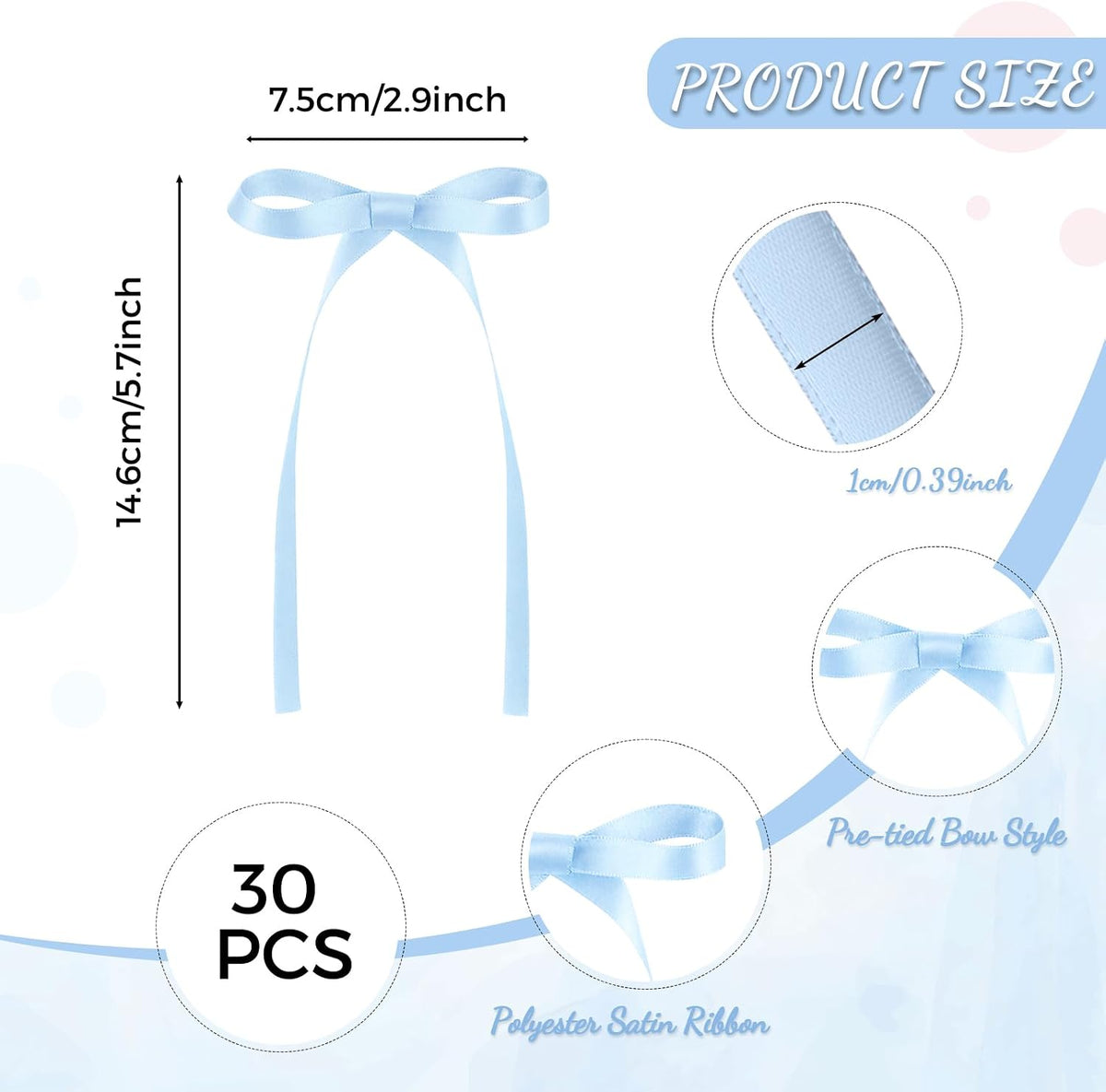 30 Pack Bow Cake Toppers Black Ribbon Bows for Cake Halloween Party - Blue - image 2