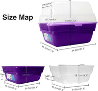 Petfamily Cat Litter Box, Large Foldable Jumbo Hooded Cat Litter Box with Transparent Lid (Purple)