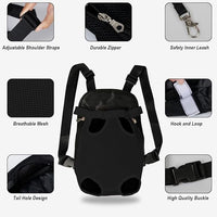 FEimaX Dog Carrier Backpack Pet Legs Out Front Cat Travel Bag, Adjustable Puppy Backpacks Carriers Hands-Free for Small Medium Dogs Cats Hiking Traveling Camping Daily Walking (Medium, Black)