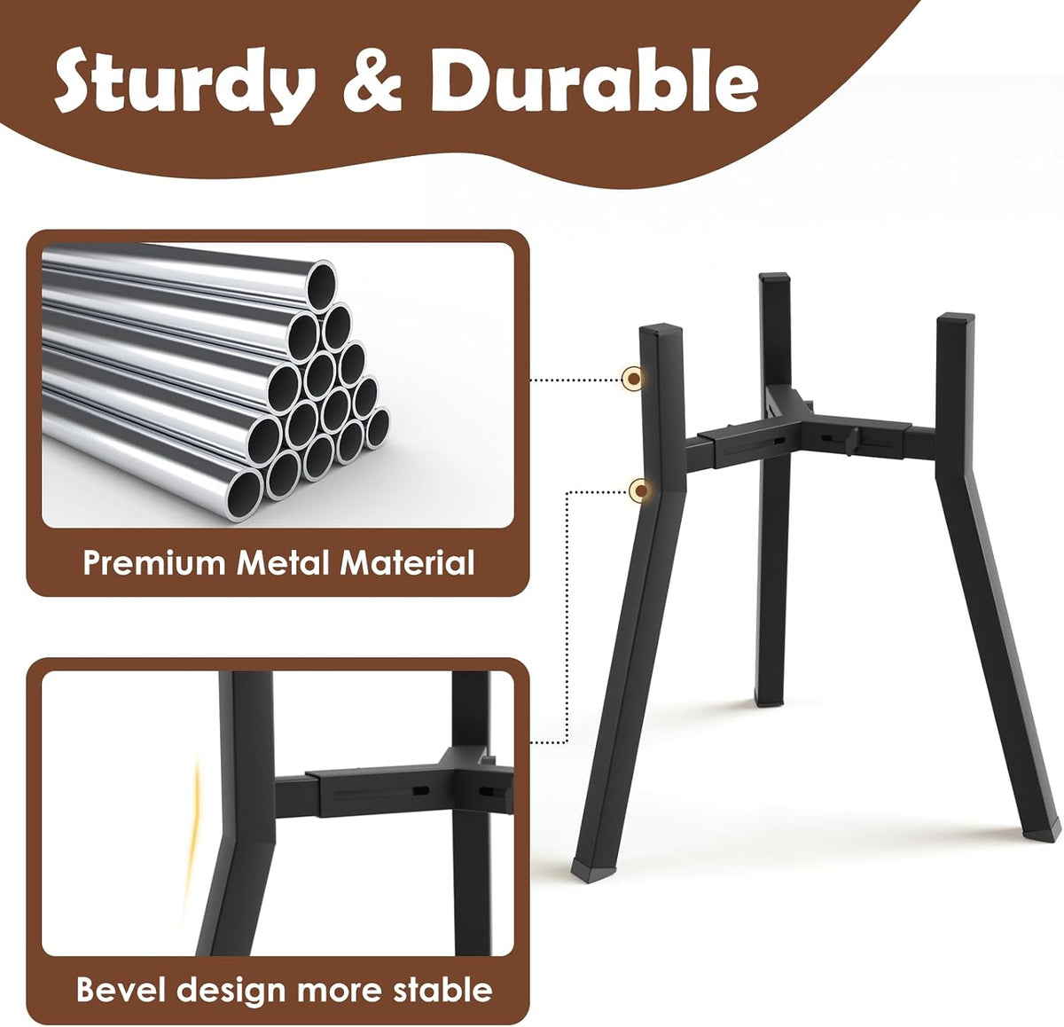 SHAINFUN Adjustable Metal Raised Stand for Large & XL Breeds - Black-FX / Height: 16.9", Width: 8.3-12.6" - image 4