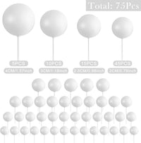 75 Pieces Cake Balls Topper Decorations Foam Cupcake Topper Mini - White - image 2