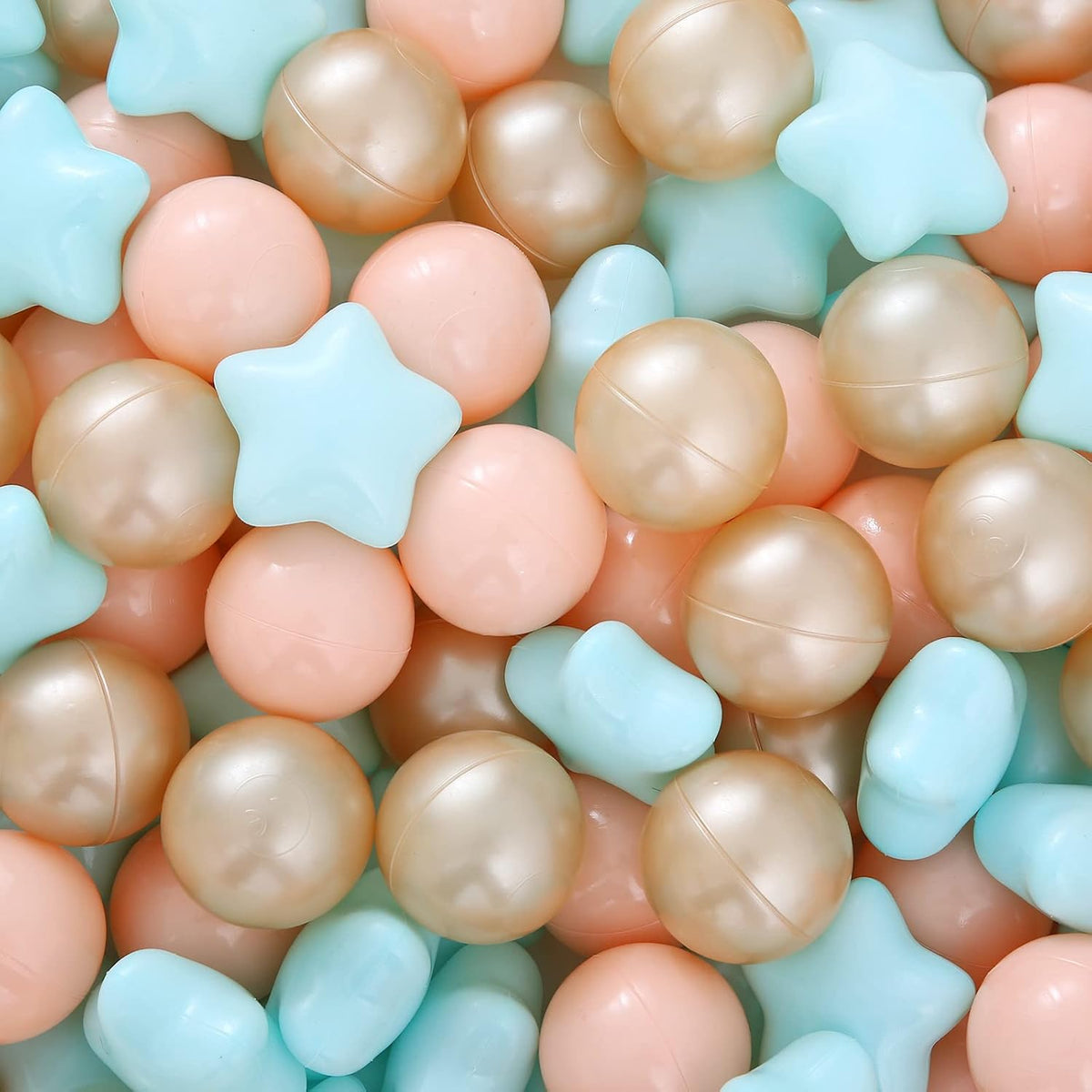 Realhaha Ball Pit Balls Star Shapes Plasticballs for Ballpit Playpen – Fun for Kids & Family - Orange Pink Green Brown / 100