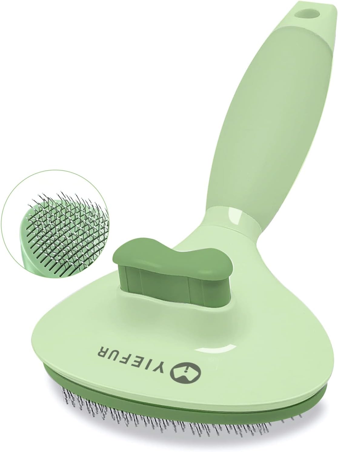 Cat Brush for Shedding, Self Cleaning Brush for Long & Short Hair Cats – Essentials for Cats - Green