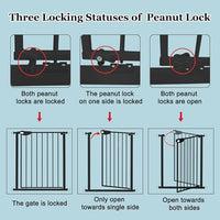 WAOWAO Triple Lock Baby Gate Extra Wide 31.1-35.04" Pressure Mounted Walk Through Swing Auto Close Safety Black Metal Dog Pet Puppy for Stairs,Doorways,Kitchen
