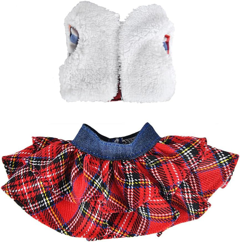 E-TING Santa Clothing Fluffy Vest+ Plaid Skirt Accessories for elf