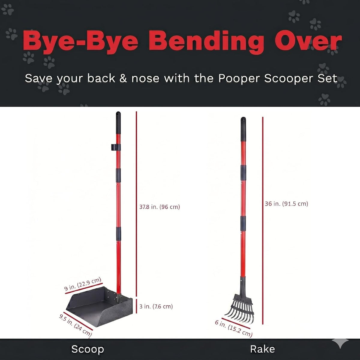 Pooper Scooper for Dogs, Heavy Duty Long Handle Rake - 2 Piece Set - X Large - image 2