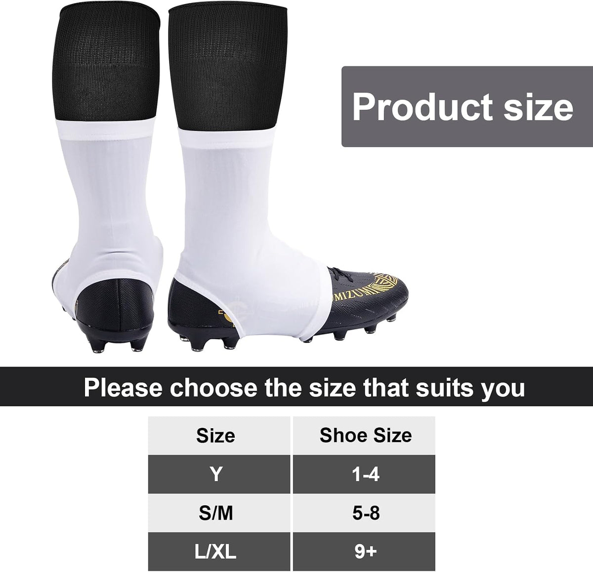Football Spats Cleat Covers, Youth Boys, Keeps Dirt - White / Large - image 2