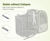Pecute Pet Carrier Backpack, Large Cat Carrier Backpack, Expandable Cat Backpack with Breathable Mesh for Medium Large Cats, and Small Dogs, Dog Backpack Carrier for Travel Hiking Khaki