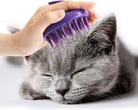 Silicone cat brush with soft rubber pins and ergonomic non-slip handle