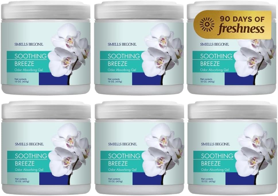 SMELLS BEGONE 15oz Gel Odor Eliminator - Soothing Breeze / 15 Ounce (Pack of 6)