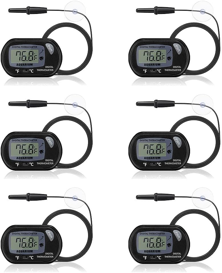 DaToo Aquarium Thermometer with Large LCD Display Fahrenheit/Celsius - 6 Pack
