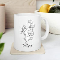 Rabbit Animal Coffee Cup Gift For Men Women Kids Children, Personalized Rabbit Lover Accent Teacup, Cute Rabbits White Coffee Mug 11 Oz 15 Oz, Custom Name Animal Rabbits Travel Mug Gift For Birthday