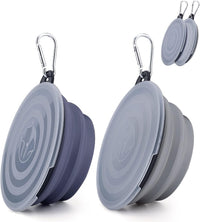 SLSON Dog Bowls Pet Collapsible Bowl with Cover Lids - Taro Purple and Concrete Gray / Small Two-Tone