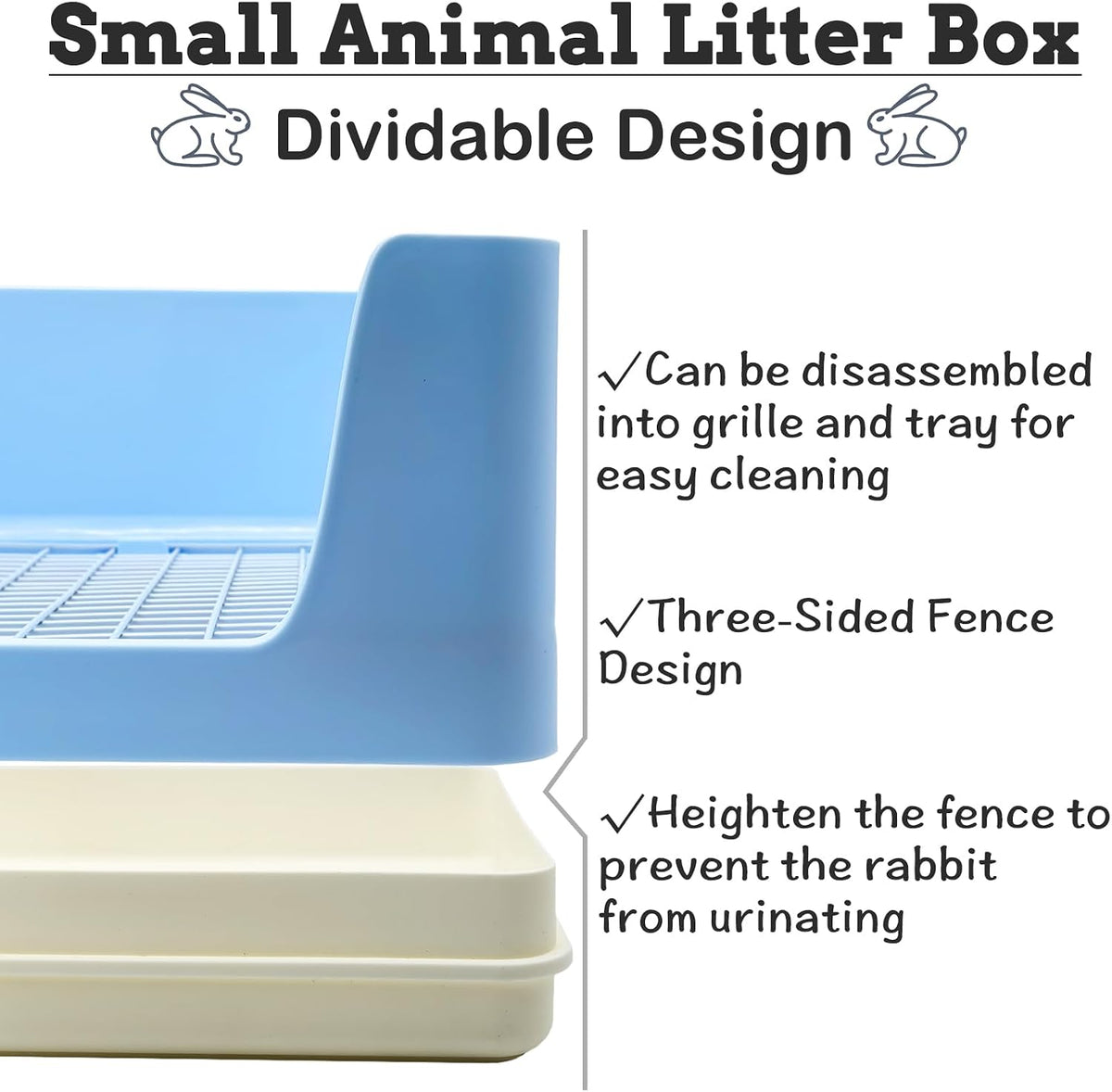 VCEPJH Extra Large Bunny Litter Box for Cage - Blue - image 3