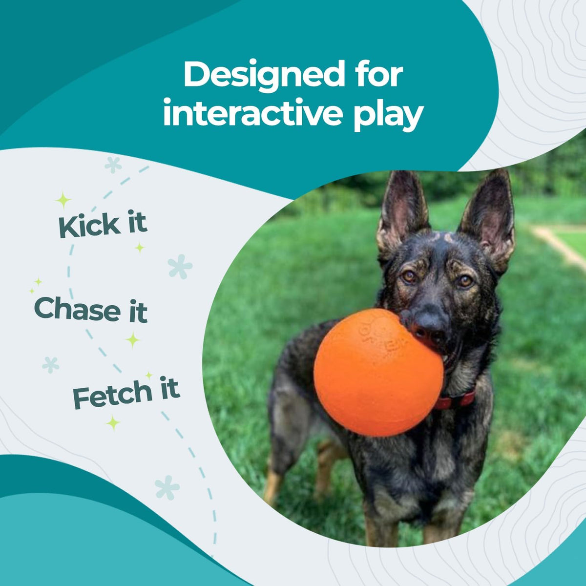 Jolly Pets Bounce-n-Play Dog Toy Ball - Orange / Large (8 in) - image 2
