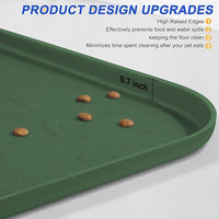 Silicone Pet Feeding Mat with Raised Edge for Food and Water, Dog Bowl Mats, Cat Bowls Placemat with High Lip for Floor Waterproof, Rubber Tray for Cats and Dogs 19 x 12 x0.7 Dark Olive