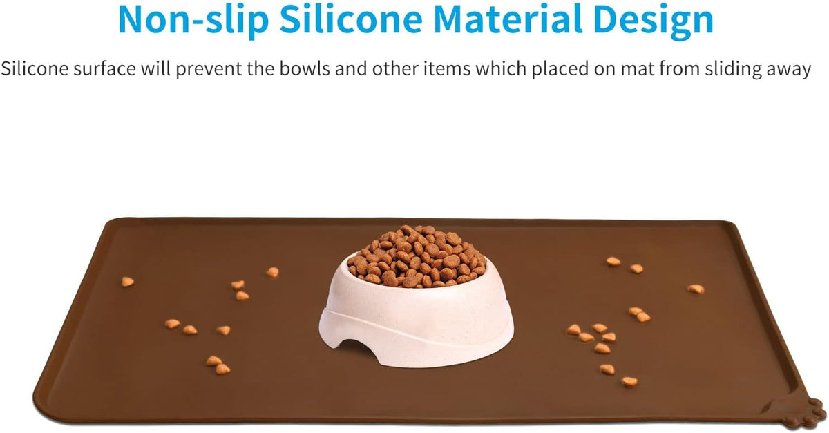 AUDWUD Waterproof Silicone Pet Feeding Mats - Brown / 21"L x 15"W - image 2