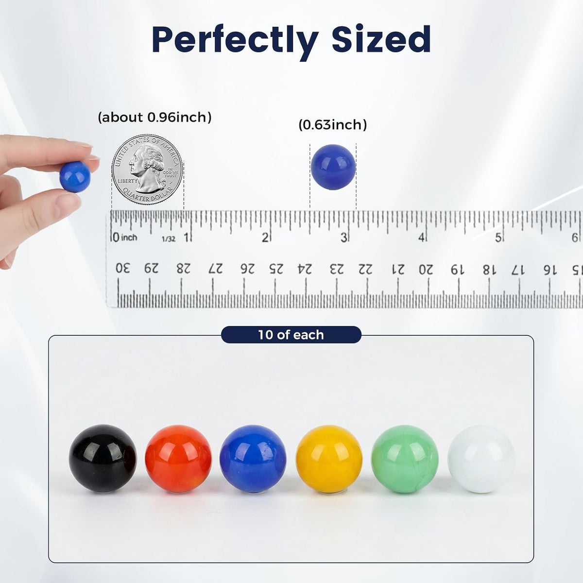 POPLAY 60 glass marbles for Chinese checkers in 6 solid colors - view 3