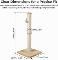 Dimaka Tall Cat Scratching Post Tree Scratcher with Sisal Rope - Light Brown / 29 inches for All Cats - image 2