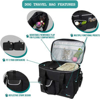 PetAmi Dog Travel Bag Organizer, Pet Supplies Diaper Tote - Large - 15.5"L x 9.5"W x 14.0"H / Black - image 4