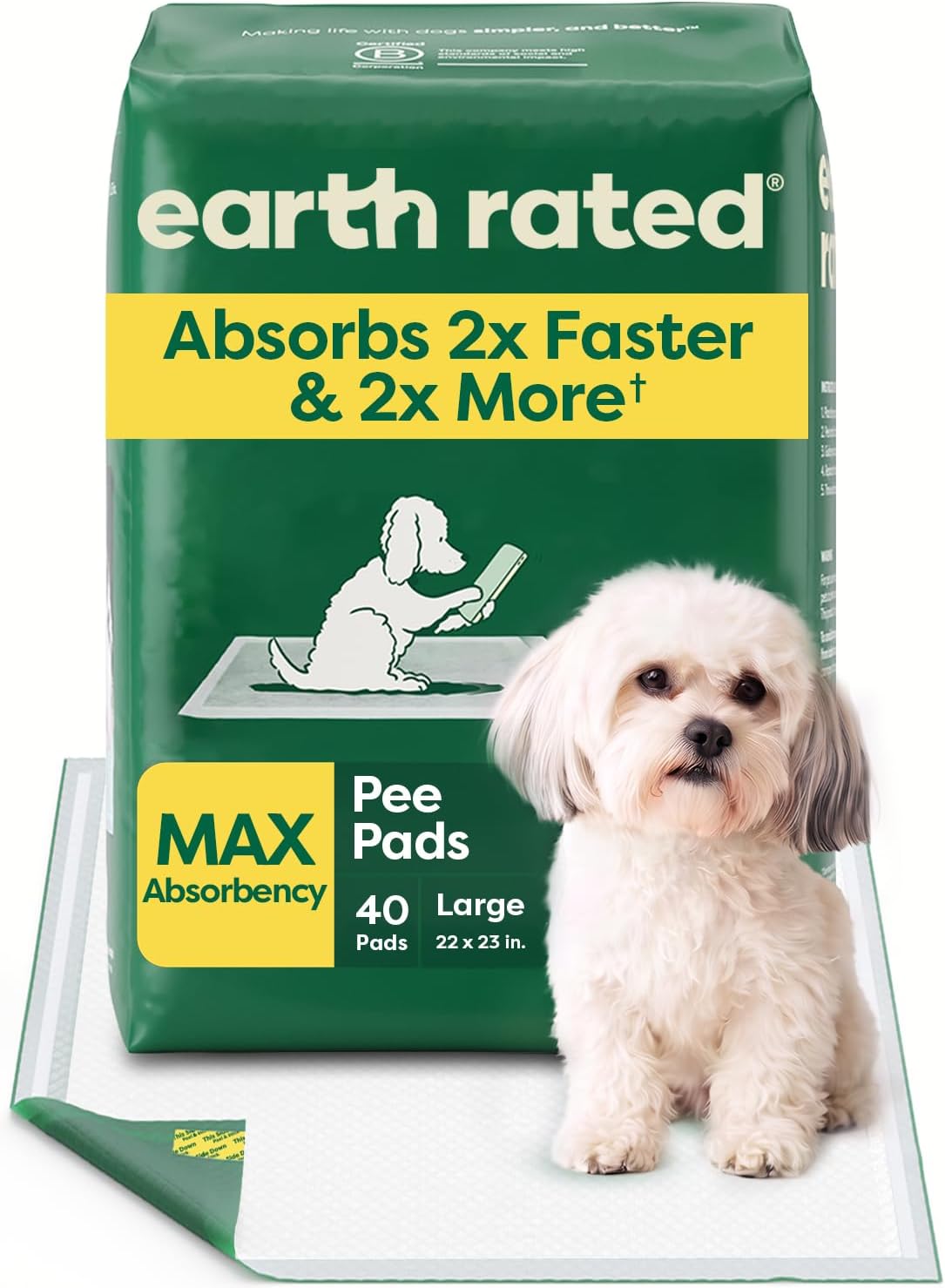 Regular Dog & Puppy Pee Pads, Max Absorbency - Clear View Top / Regular [L] 22"x23" 40ct