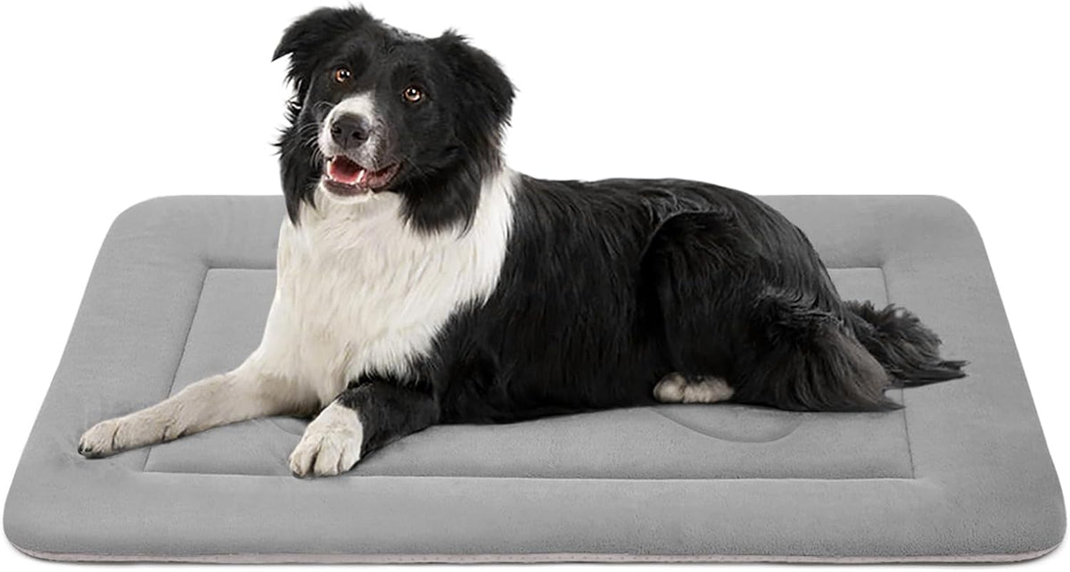 Large Dog Bed Soft Dog Crate Pad Mat 42 in Non-Slip Bottom Washable - 36.0"L x 23.0"W x 1.2"Th / Clay Gray