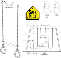 Safe Kidz 18-inch trapeze swing bar with rings and 48-inch heavy duty chain in green - view 2