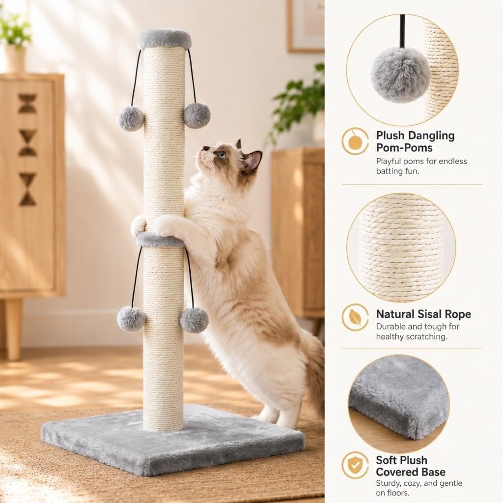 Dimaka 29in Cat Scratching Post - Grey / 29 inches for All Cats - image 2