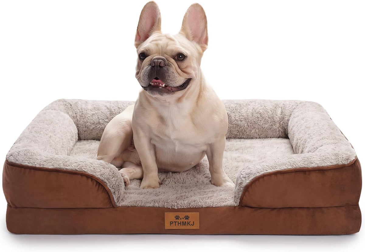 Orthopedic Dog Bed Medium Size Dog, Memory Foam Dog Bed Couch - Brown / 30.0" L x 20.0" W x 6.3" Th