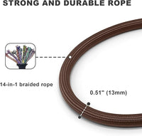 Rope Dog Leash, 4 ft Heavy Duty Dog Leash with Aviation Aluminum Auto Locking Carabiner, Strong Nylon Pet Lead for Small, Medium, Large Dogs (Brown, 4FT)