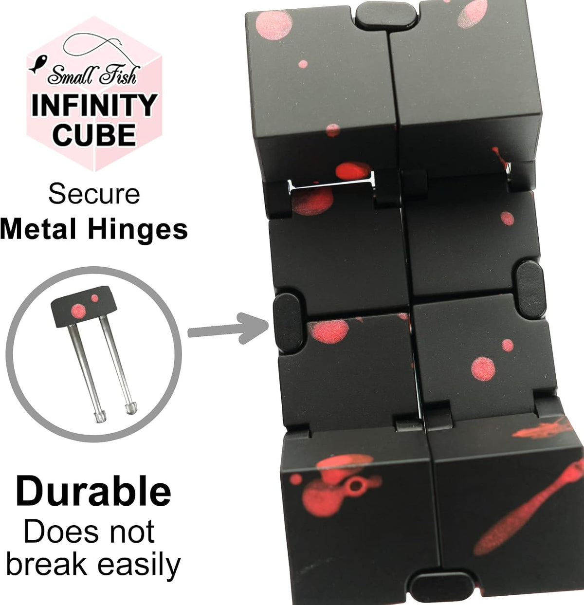 Infinity Cube Fidget Toys for Kids - Black-red / 1.5 x 1.5 Inches - image 4
