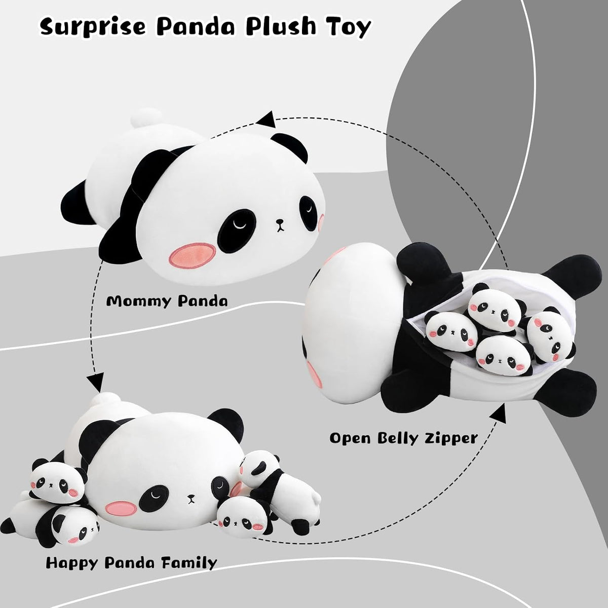 TOYSYM Seal Plush with 4 Babies - Panda Bear - image 2